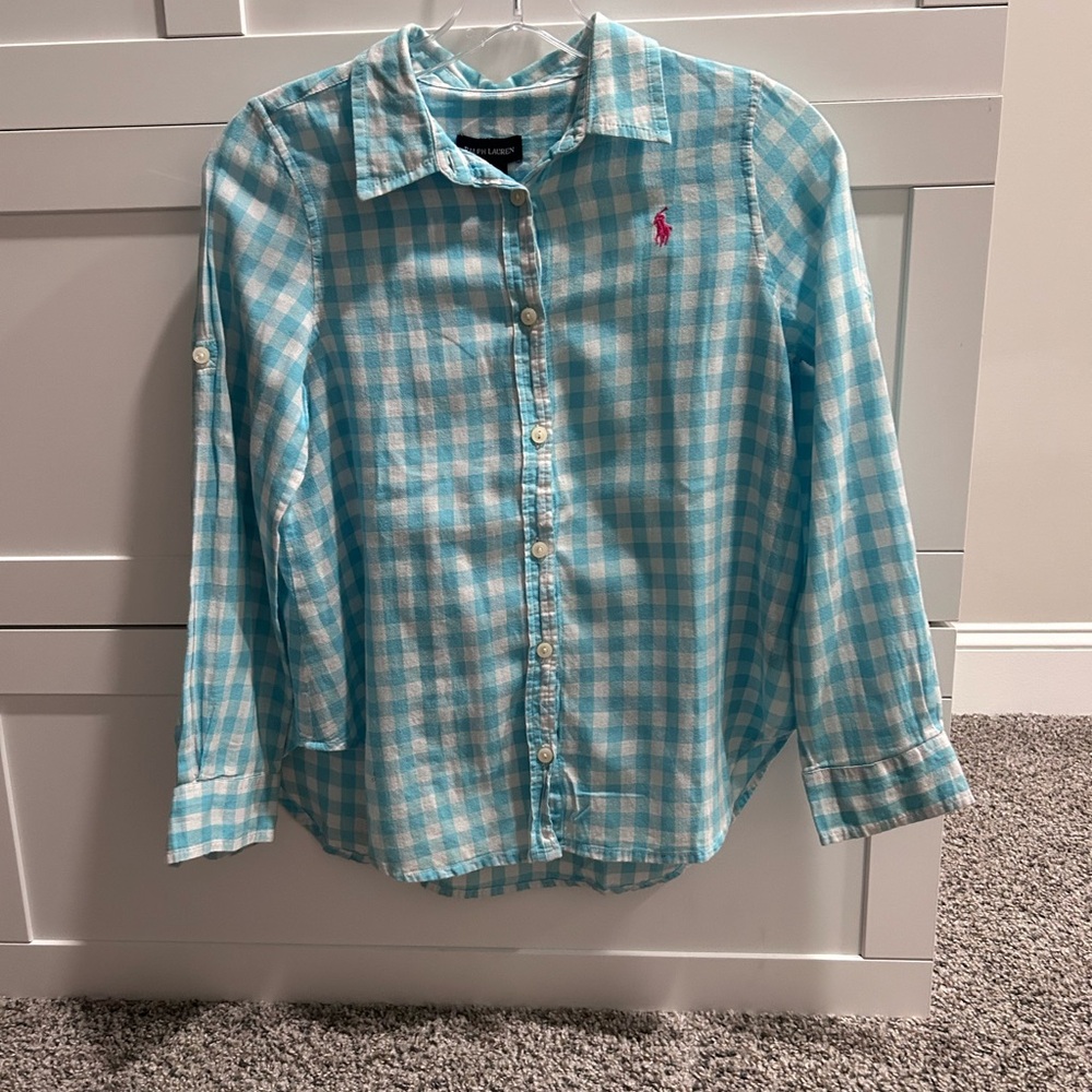 Ralph Lauren Light Blue Checkered Kids Shirt